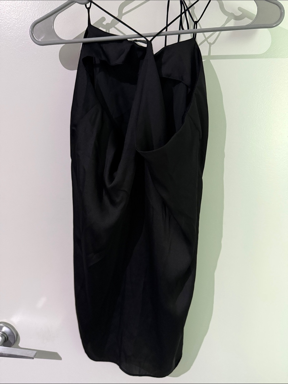 Zara Black Satin Slip Dress with Slim Straps